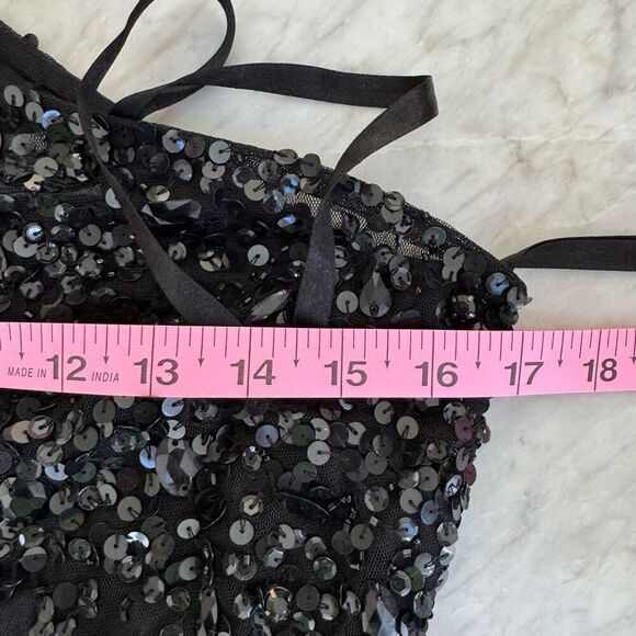 MAC DUGGAL Black One Shoulder Sheer Hand Beaded Mini Dress size 6 NWT - Picture 7 of 9